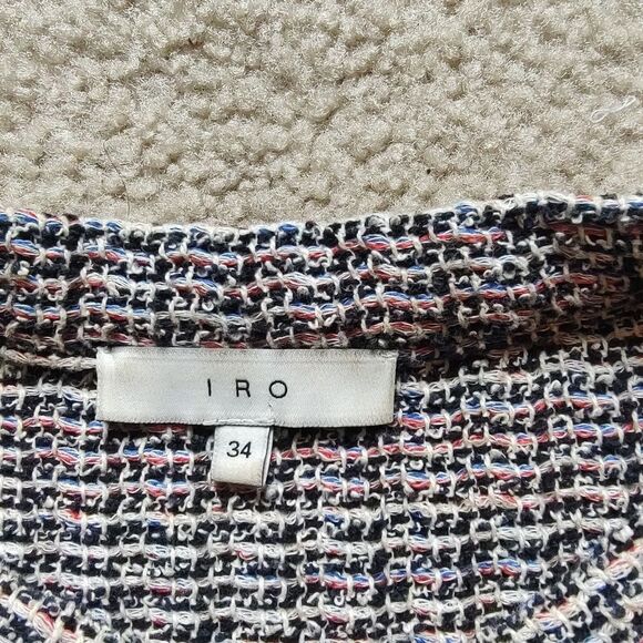 IRO tweed fringe short-sleeved boxy top size 2 XS - Picture 3 of 10